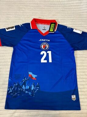 Saeta Blue CASIMIR #21 Football Jersey with Red Collar